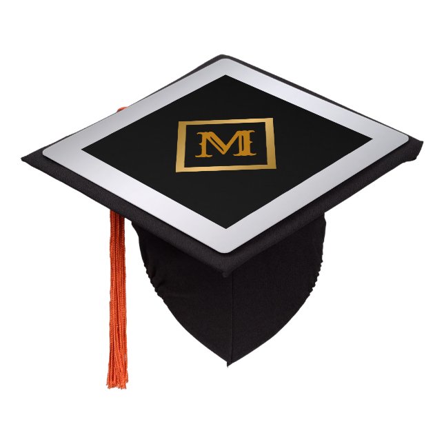 Trendy Simple Customize Gold Silver Graduation Cap Topper (Angled)