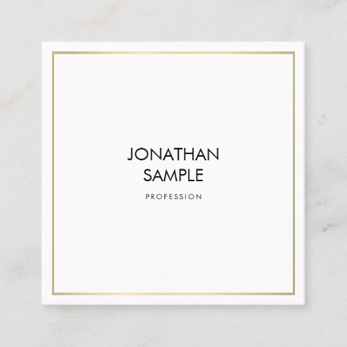 Trendy Simple Design Stylish Gold Professional Square Business Card