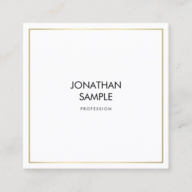 Trendy Simple Design Stylish Gold Professional Square Business Card (Front)