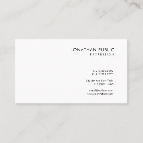 Trendy Simple Design White Template Modern Chic Business Card