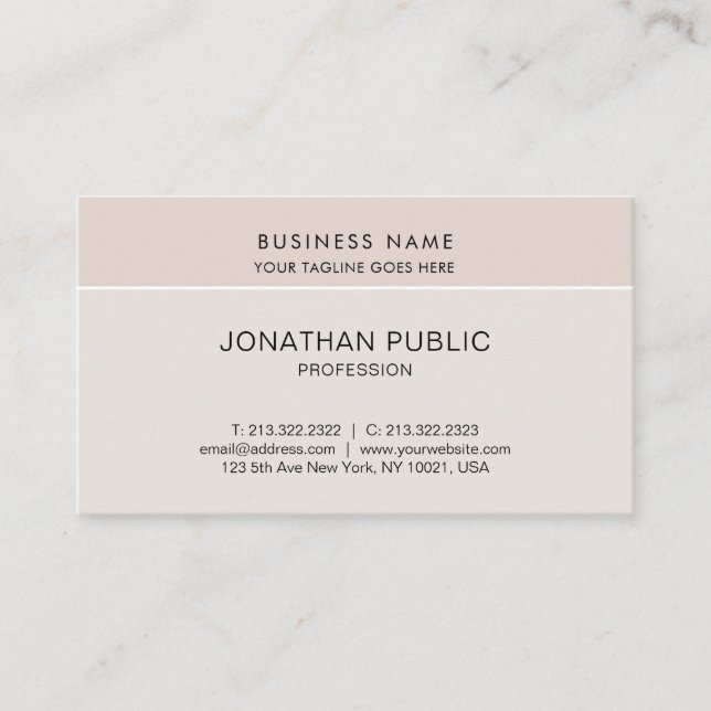 Trendy Simple Elegant Professional Modern Plain Business Card (Front)