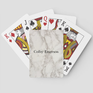 Trendy Simple Elegant White Marble Stone Design Poker Cards