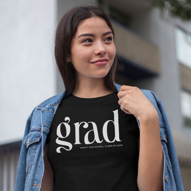 Trendy Simple Grad black & white Graduation T-Shirt (Creator Uploaded)