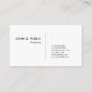 Trendy Simple Graphic Design Elegant Plain White Business Card