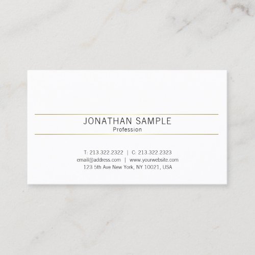 Trendy Simple Graphic Design Gold White Plain Business Card