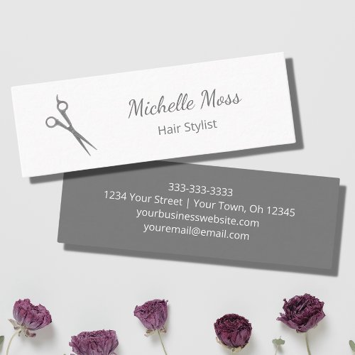 Trendy Simple Hair Stylist Scissors Gray White Mini Business Card