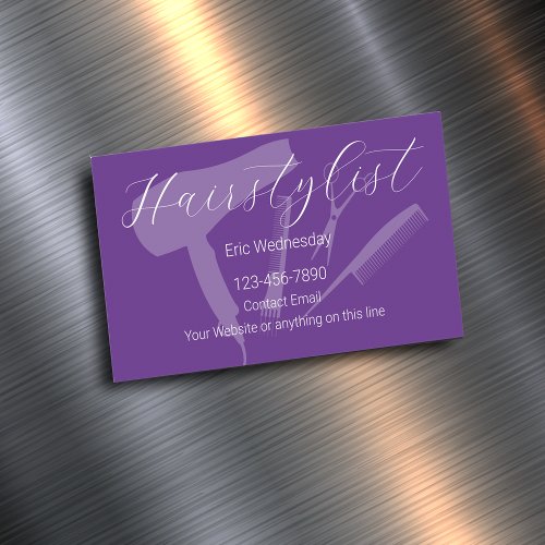 Trendy Simple Hairstylist Theme Business Card Magnet