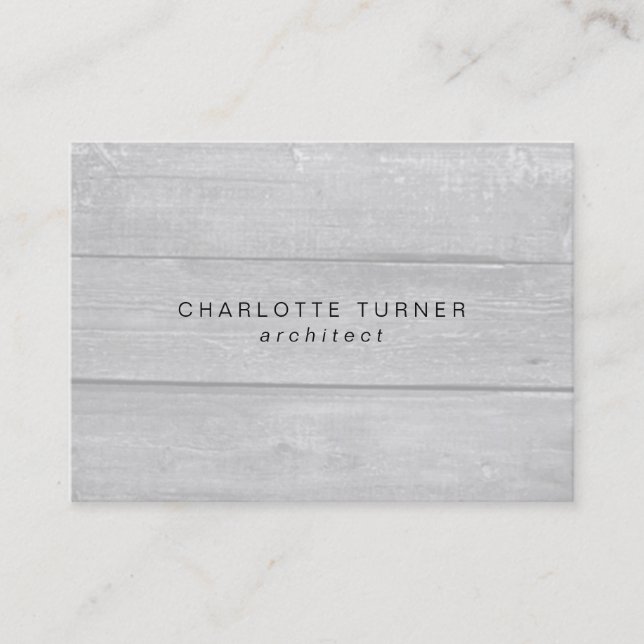 Trendy Simple Minimalist Gray Wood Professional Business Card (Front)