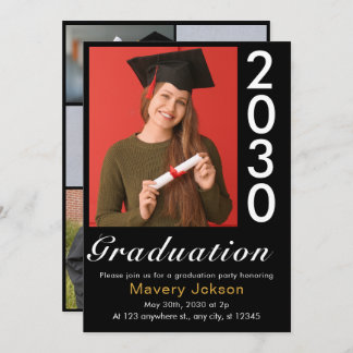 Trendy Simple Modern Casual Photo Graduation Invitation
