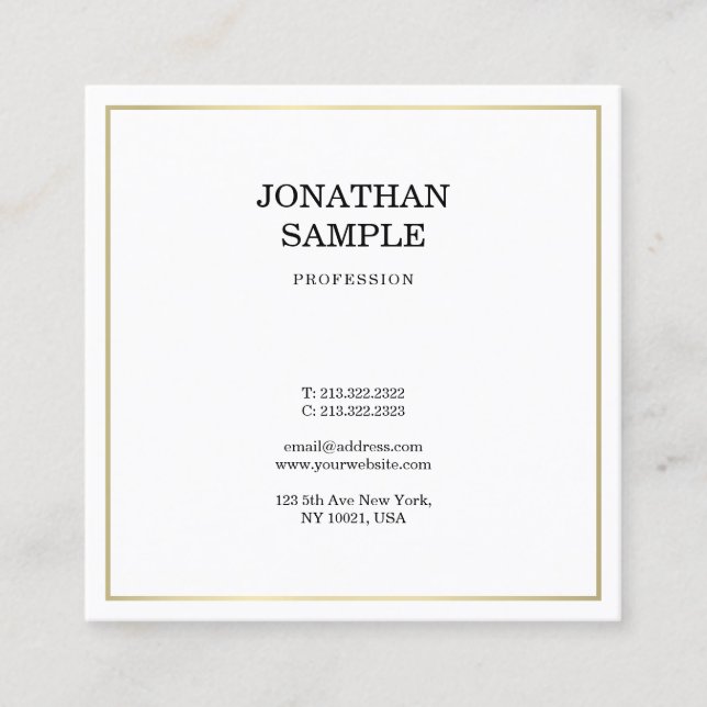 Trendy Simple Modern Design Sophisticated Plain Square Business Card (Front)