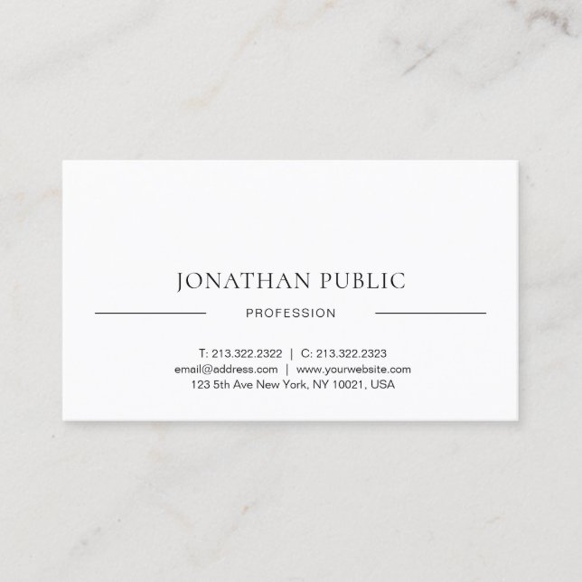 Trendy Simple Modern Minimalist Design Template Business Card (Front)