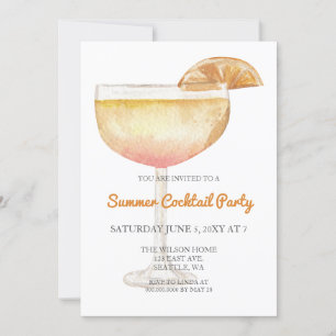 Trendy Simple Modern Summer Cocktail Party Invitation