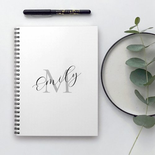 Trendy Simple Monogram Your Name and Initial Notebook