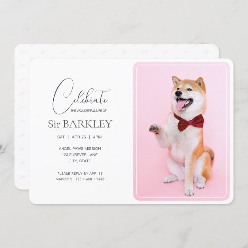 Trendy  Simple Pet Memorial Photo Invitation