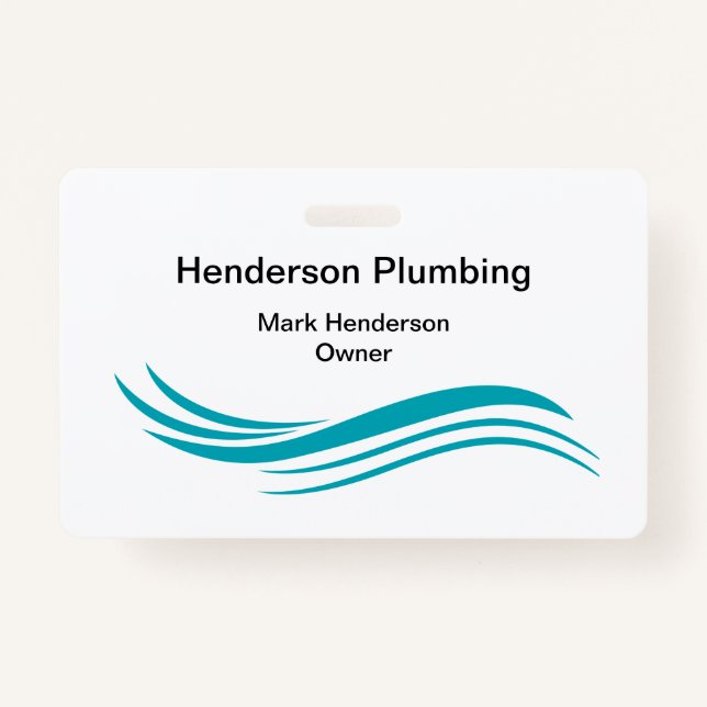 Trendy Simple Plumber Staff Business Badges (Back)