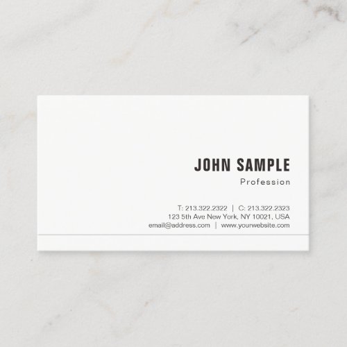 Trendy Simple Professional Creative Elegant White Business Card