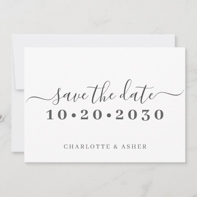 Trendy Simple Script Typography Save The Date (Front)