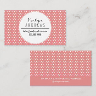 TRENDY SIMPLE SPOT mini polka dot cute coral white Business Card
