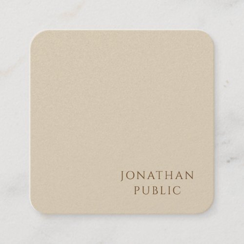 Trendy Simple Template Minimalist Modern Beige Square Business Card