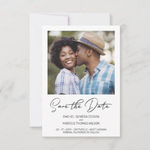 Trendy Simple Typography Photo Instant Engagement Save The Date