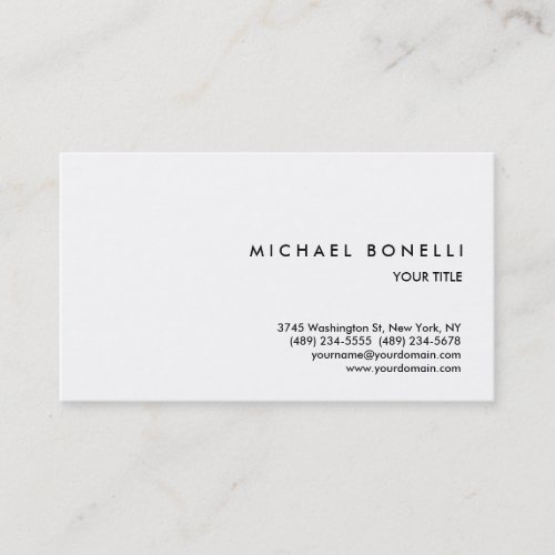 Trendy Simple White Professional Business Card