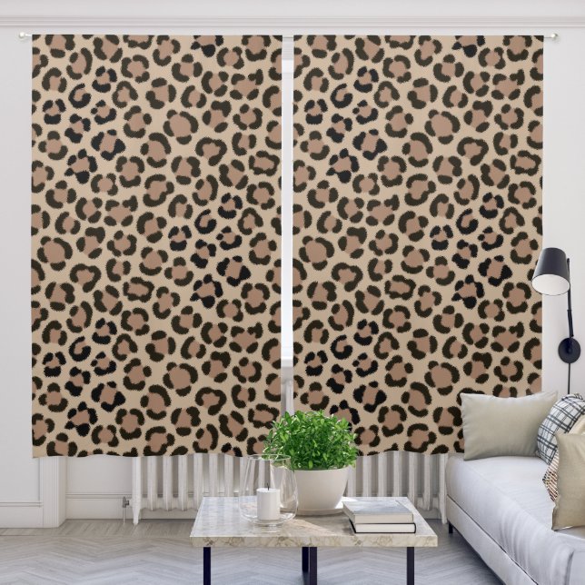 Trendy Simulated Fur Effect Leopard Print Pattern Blackout Curtains (Living Room)