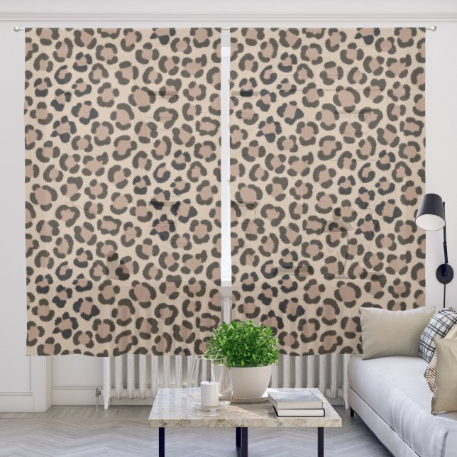 Trendy Simulated Fur Effect Leopard Print Pattern Sheer Curtains (Living Room)