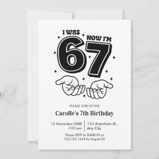 Trendy Six Year Old Funny 7th Birthday Invitation