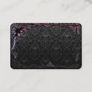 Trendy Skeleton Heads in Greys with Goth Framing Business Card