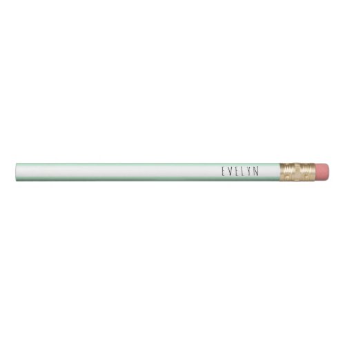 Trendy Skinny Font Personalized Mint Green Pencil