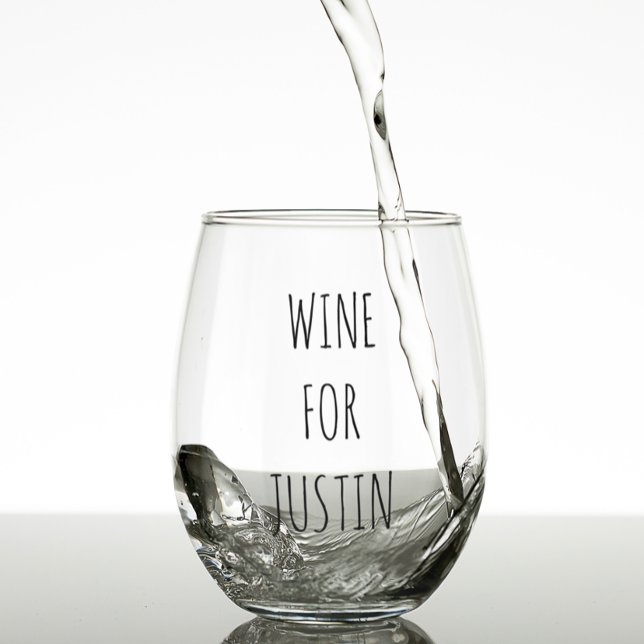Trendy Skinny Font Personalized name Stemless Wine Glass (Creator Uploaded)
