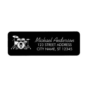 Trendy skull Drum Set Music Drummer Return Address Label