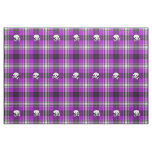 Trendy skull Purple black white plaid cool fabric