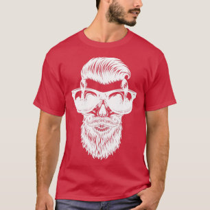 Trendy Skull with Beard and Sunglasses Hipster Sty T-Shirt