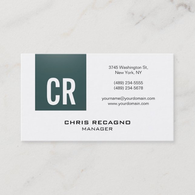Trendy Slate Gray Stripe White Business Card (Front)