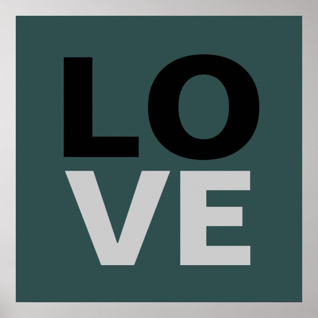 Trendy Slate Grey Background Love Wedding  Poster (Front)