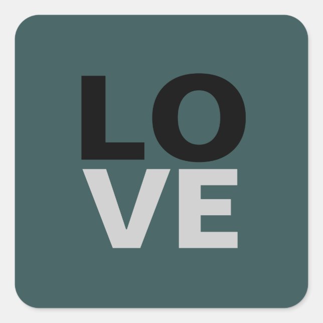 Trendy Slate Grey Background Love Wedding  Square Sticker (Front)