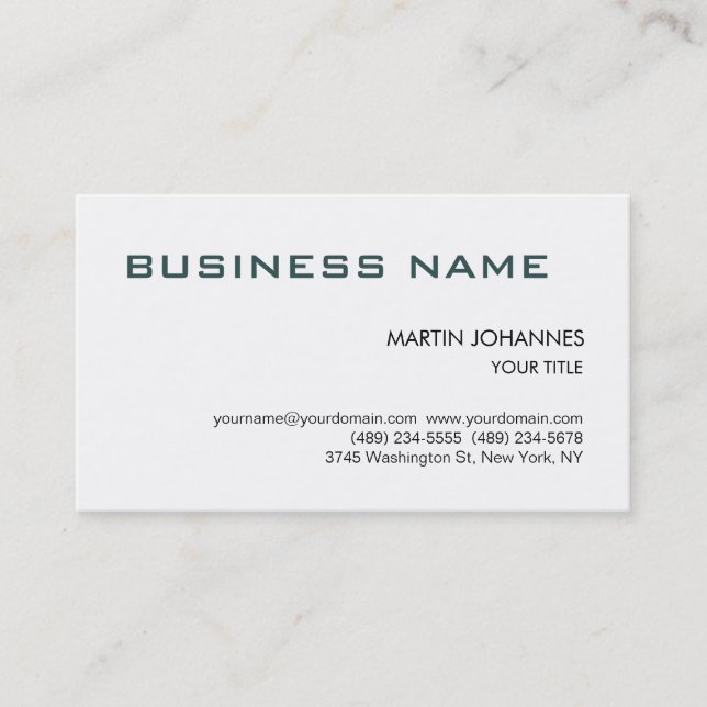 Trendy Slate Grey Black White Business Card (Front)