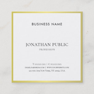 Trendy Sleek Design Creative Gold Plain Luxury Square Business Card