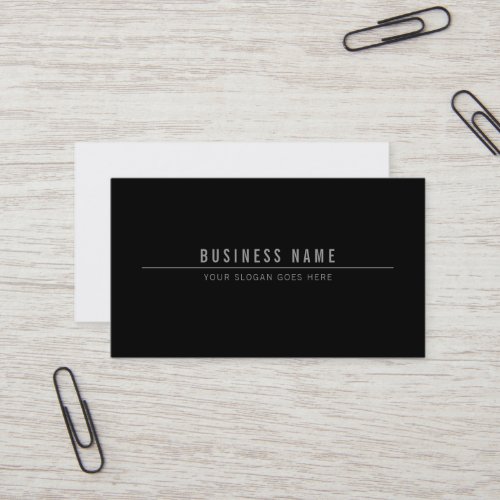 Trendy Sleek Modern Plain Professional Black White Business Card