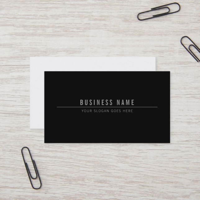Trendy Sleek Modern Plain Professional Black White Business Card (Front/Back In Situ)