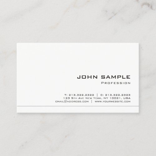 Trendy Sleek Professional Creative Elegant White Business Card