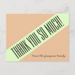 [ Thumbnail: Trendy, Sleek "Thank You So Much!" Postcard ]