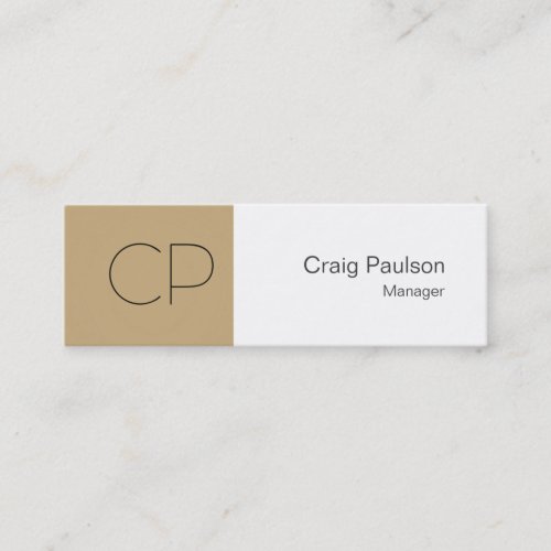 Trendy Slim Beige White Monogram Business Card