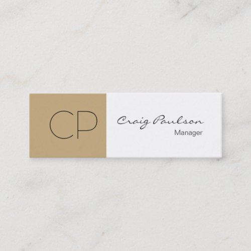 Trendy Slim Beige White Monogram Business Card