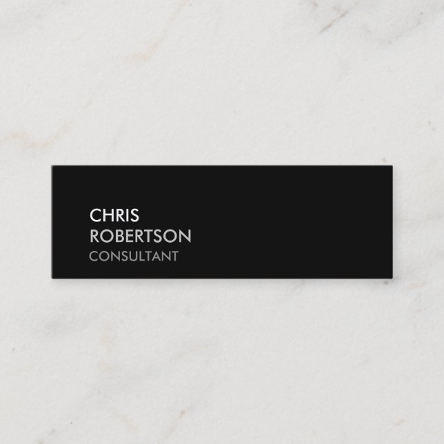 Trendy Slim Black Attractive Business Card (Front)