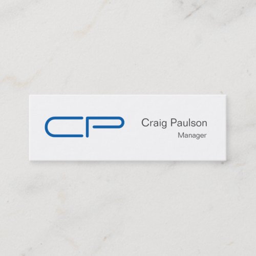 Trendy Slim Blue White Monogram Business Card