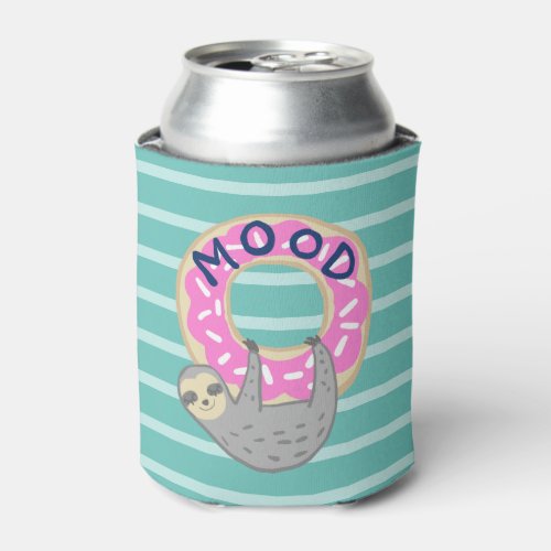 Trendy Sloth  Pink Iced Donut Can Cooler