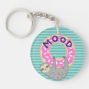 Trendy Sloth & Pink Iced Donut Keychain