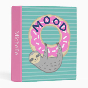 Trendy Sloth & Pink Iced Donut MOOD Mini Binder